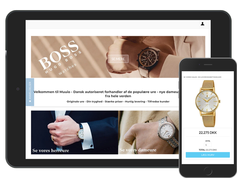 Showcase of the responsive website muuio.com, a Danish watches webshop
